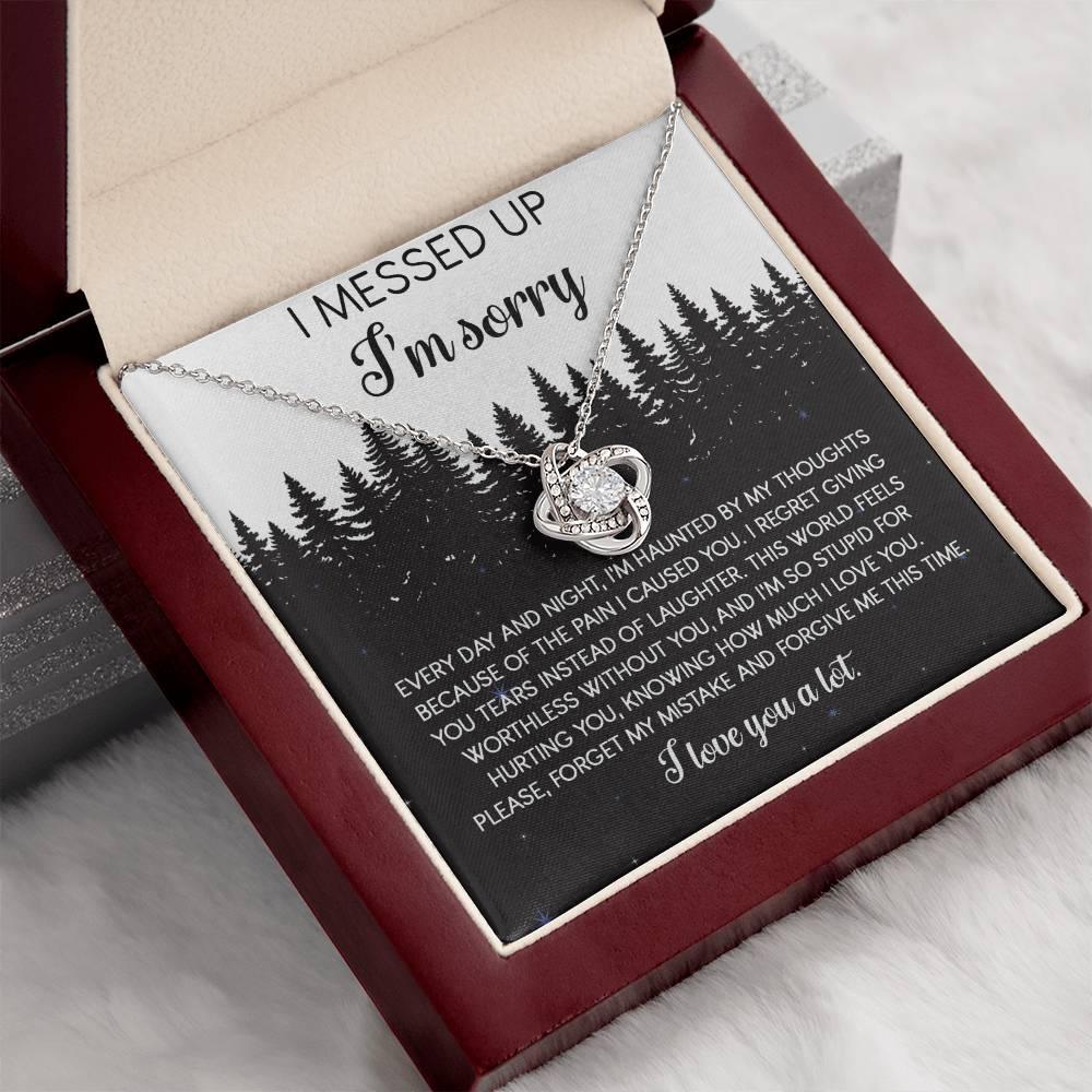 Apology Gift for Girlfriend, Wife, Soulmate - Sorry, By My Thoughts - Love Knot Pendant Necklace - Mallard Moon Gift Shop