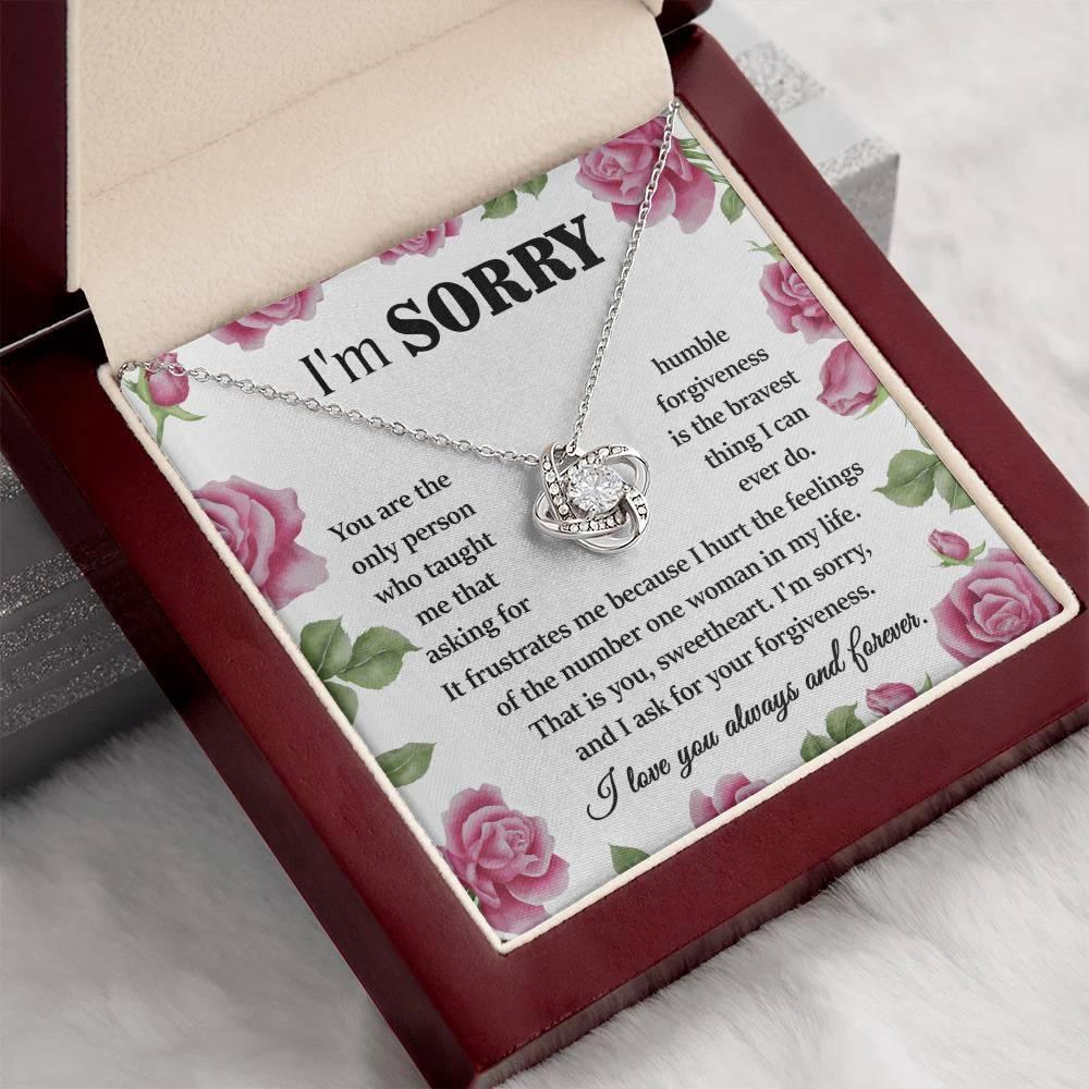 Apology Gift for Girlfriend, Wife, Soulmate-Sorry, Your Forgiveness-Love Knot Pendant Necklace