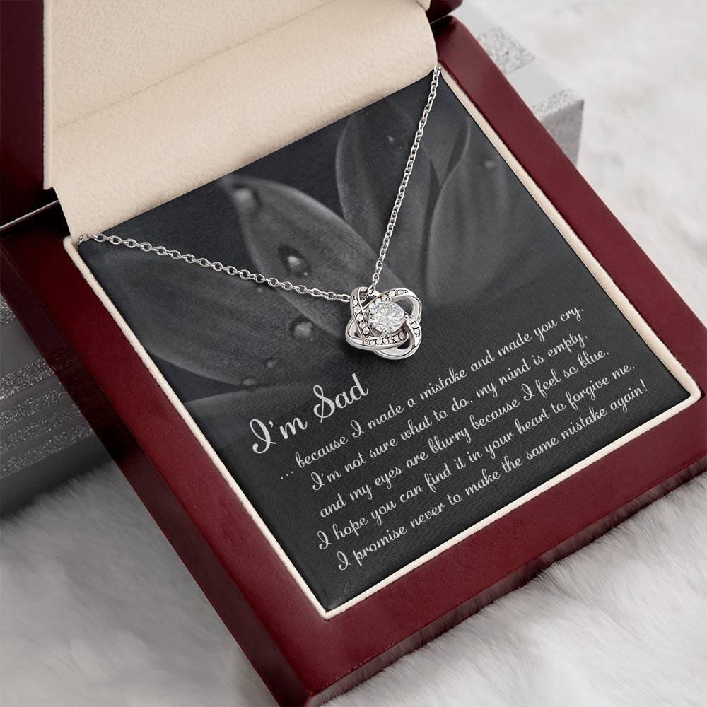 Apology Gift for Girlfriend, Wife, Soulmate - Sorry, Feel So Blue - Love Knot Pendant Necklace - Mallard Moon Gift Shop