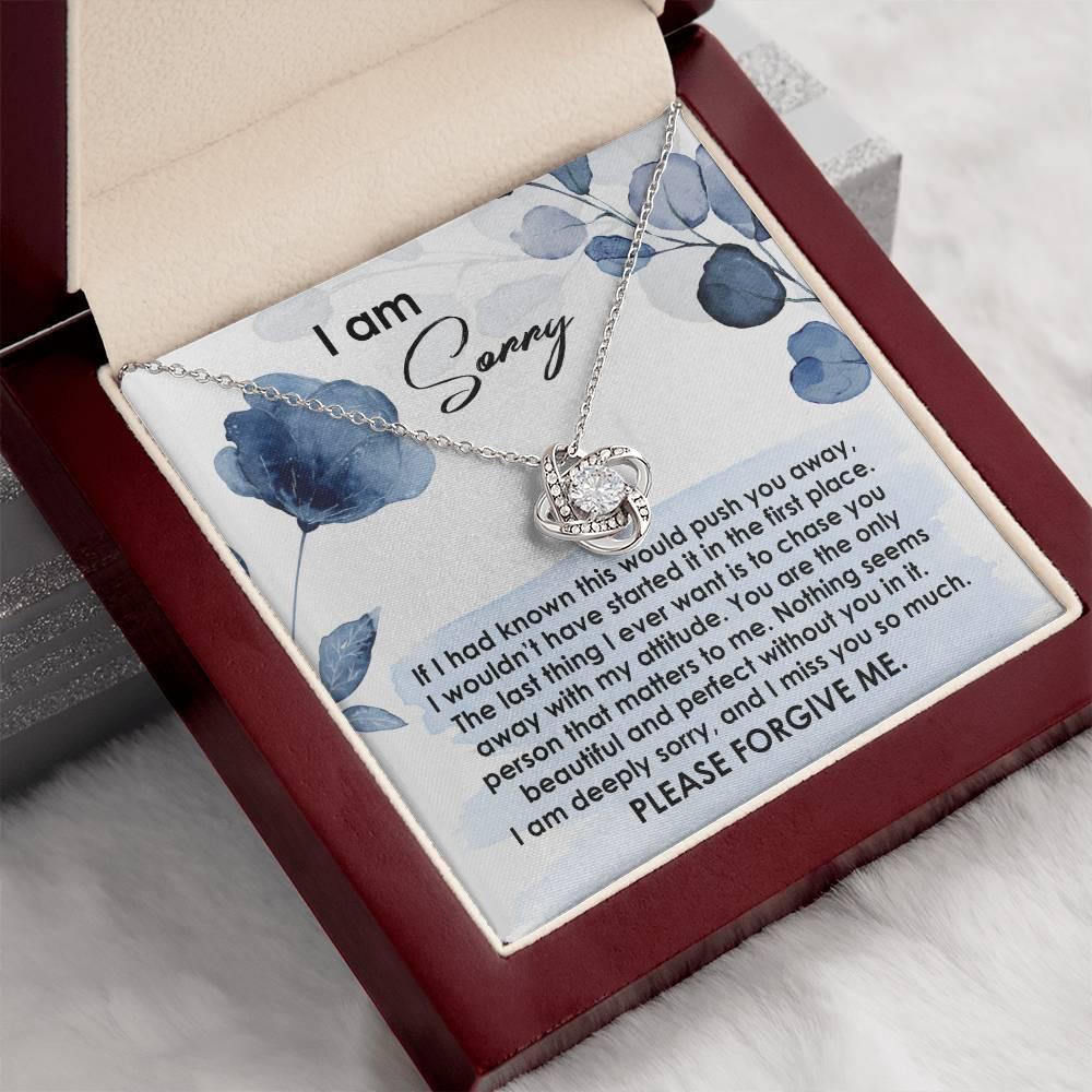 Apology Gift for Girlfriend, Wife, Soulmate - Sorry, Push You Away - Love Knot Pendant Necklace - Mallard Moon Gift Shop