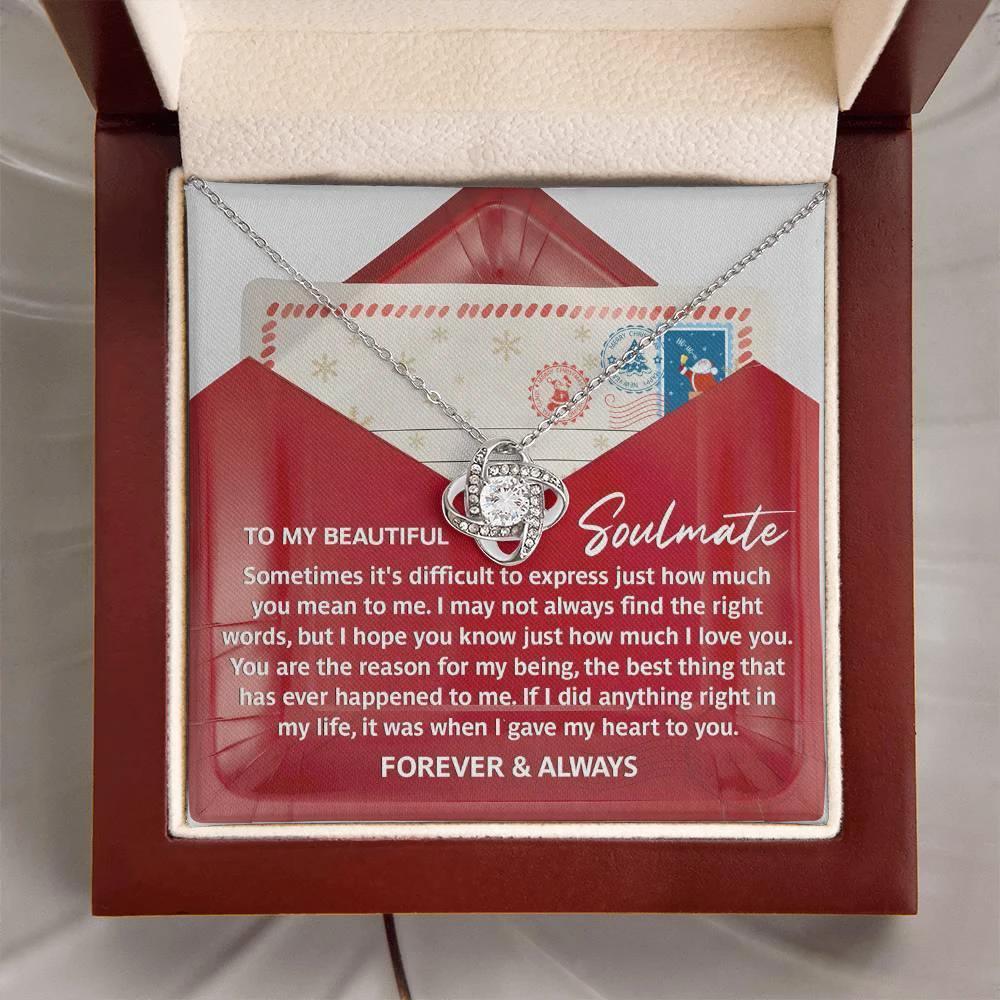 Soulmate Love Knot Necklace – “Forever & Always” Letter-Inspired Romantic Gift for Her
