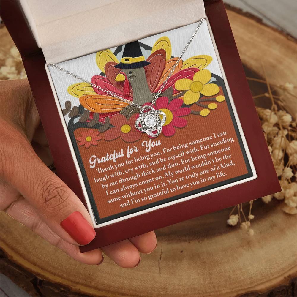 Thanksgiving Gift for Her – “Grateful for You” Necklace with Message Card | Heartfelt Jewelry Gift for Mom, Sister, or Best Friend