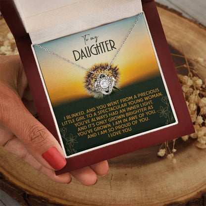 Daughter - Grown Brighter - Love Knot Pendant Necklace - Mallard Moon Gift Shop
