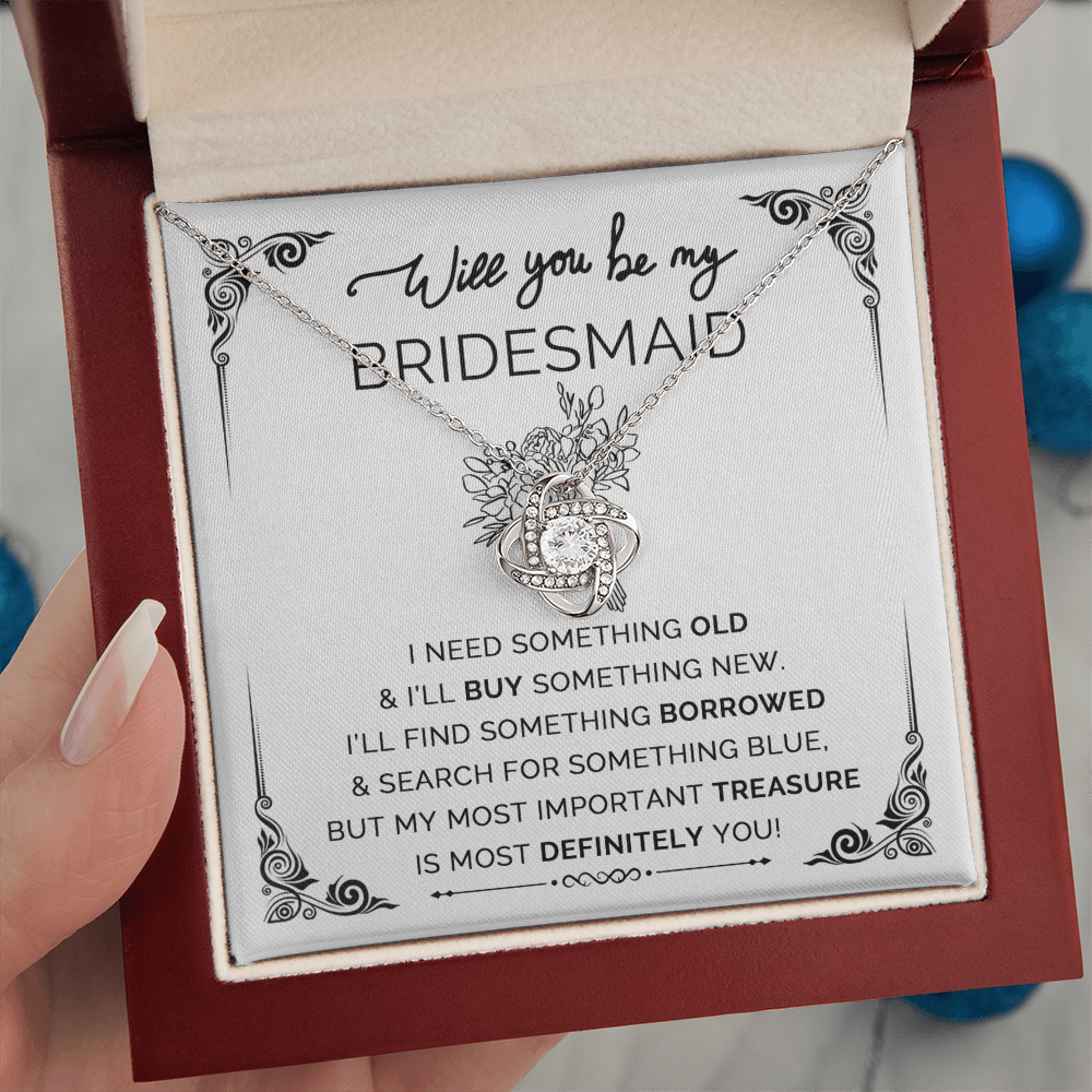 Will You Be My Bridesmaid? Love Knot Necklace with Heartfelt Proposal Card – Unique Bridal Party Gift Idea - Mallard Moon Gift Shop