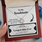 Soulmate Birthday Love Knot Necklace – Longest Kiss Ever Message Card | Romantic Gift for Wife or Girlfriend
