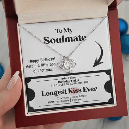Soulmate Birthday Love Knot Necklace – Longest Kiss Ever Message Card | Romantic Gift for Wife or Girlfriend - Mallard Moon Gift Shop