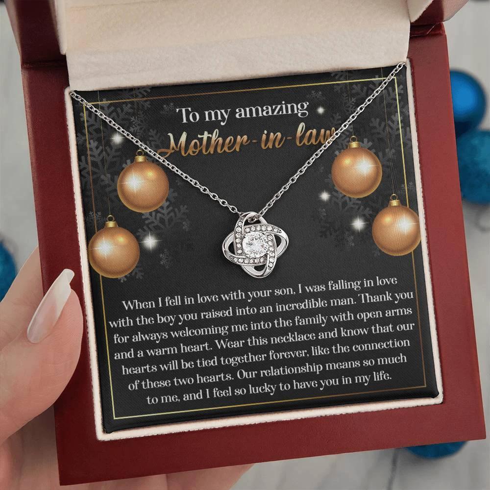 Gift for Mother-in-Law - Two Hearts - Love Knot Necklace