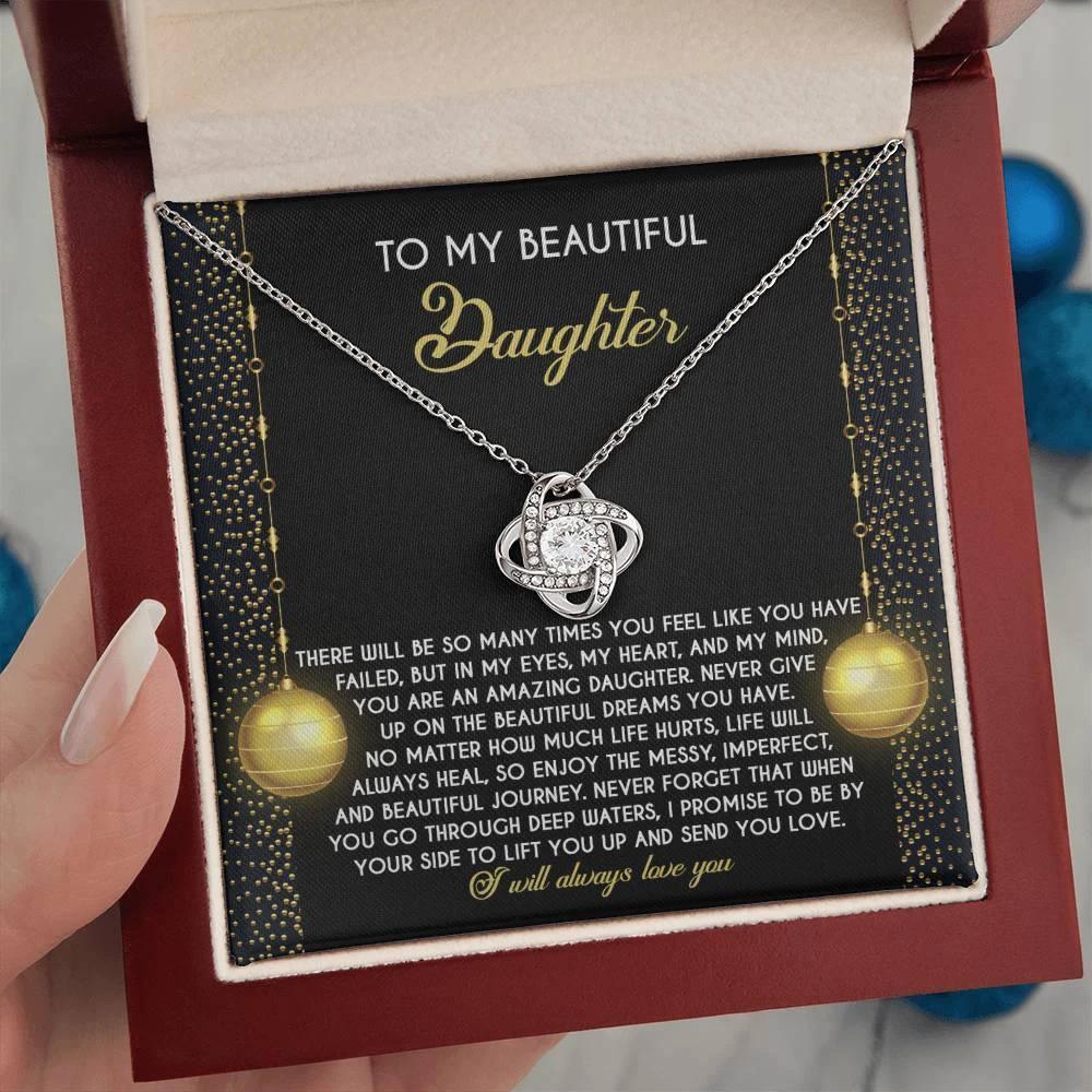 Gift for Daughter - Deep Waters - Love Knot Pendant Necklace