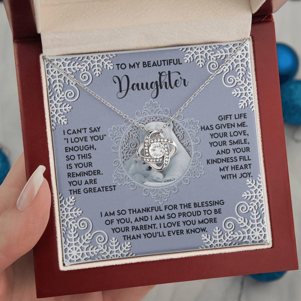 Gift for Daughter - Fill My Heart - Love Knot Pendant Necklace - Mallard Moon Gift Shop