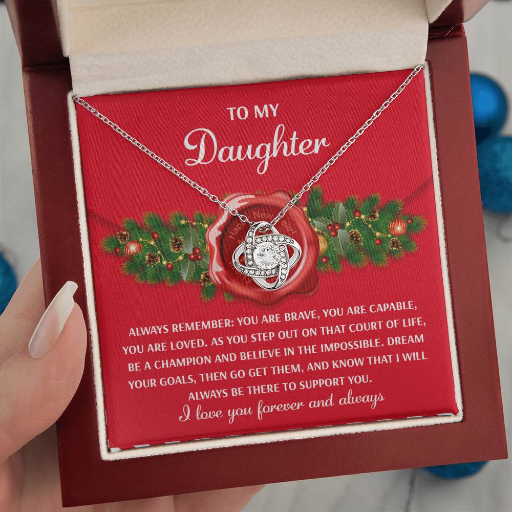 Gift for Daughter - Be A Champion - Love Knot Pendant Necklace - Mallard Moon Gift Shop