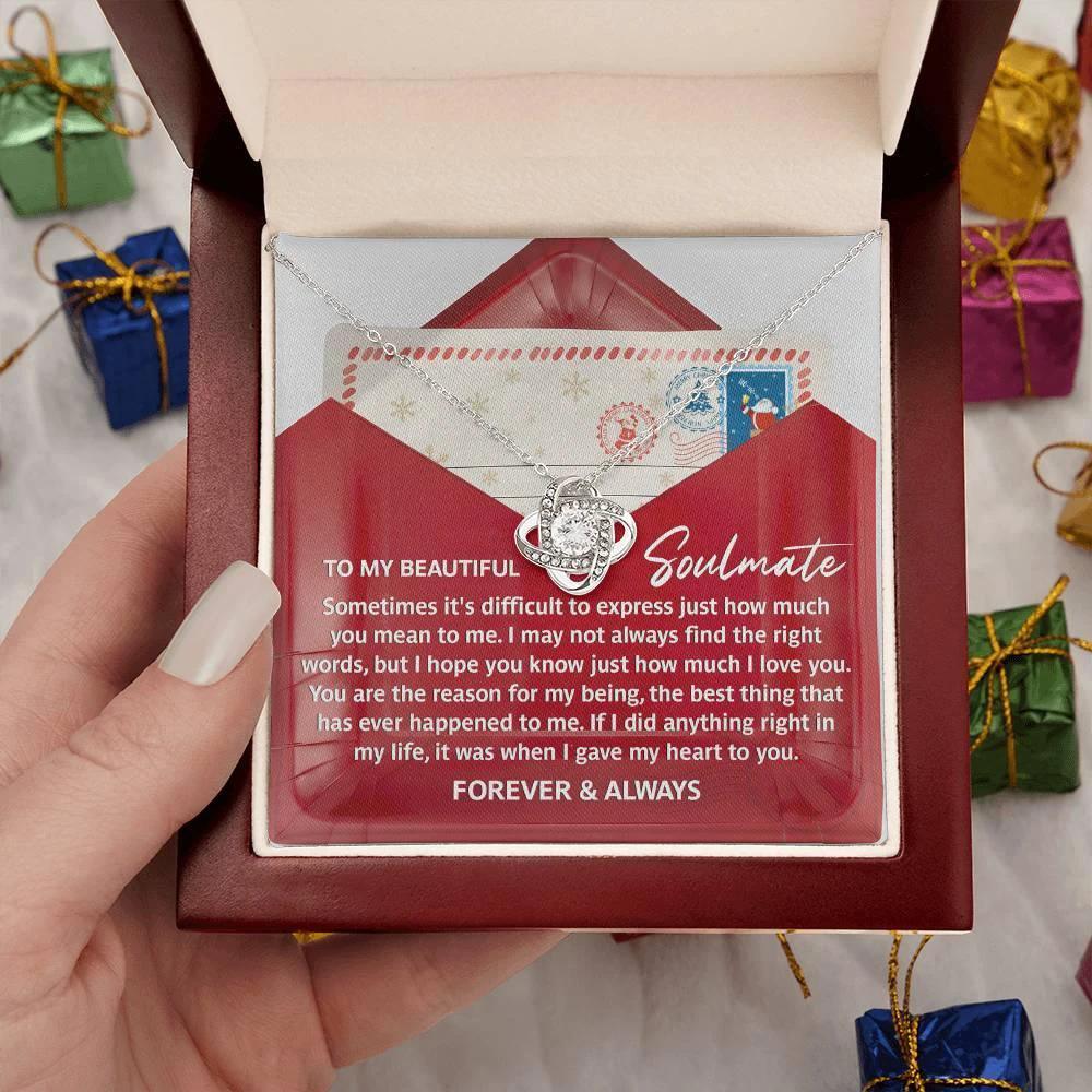 Soulmate Love Knot Necklace – “Forever & Always” Letter-Inspired Romantic Gift for Her