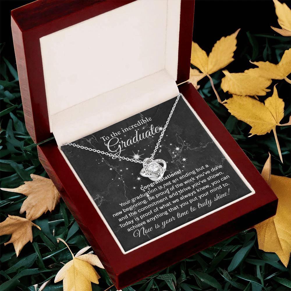 Daughter Graduation Milestone Gift You Can Achieve Anything Love Knot Pendant Necklace