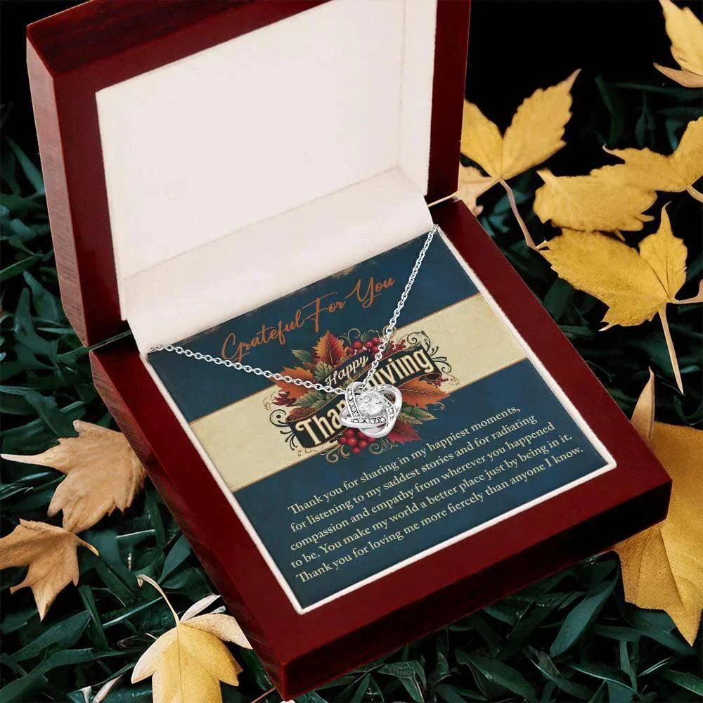 Thanksgiving Gift for Her – “Grateful for You” Necklace with Message Card | Heartfelt Jewelry Gift for Her