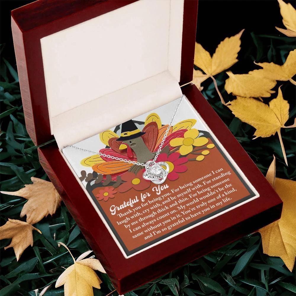 Thanksgiving Gift for Her – “Grateful for You” Necklace with Message Card | Heartfelt Jewelry Gift for Mom, Sister, or Best Friend