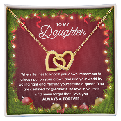 Daughter Gift - You Rule the World - Interlocking Hearts Pendant Necklace Christmas Gift - Mallard Moon Gift Shop