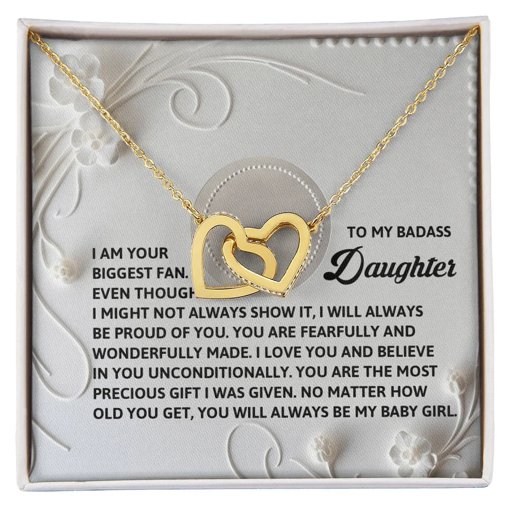 To My Badass Daughter - A Bold & Heartfelt Gift of Love -Interlocking Hearts Necklace