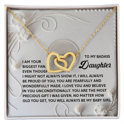 To My Badass Daughter - A Bold & Heartfelt Gift of Love -Interlocking Hearts Necklace - Mallard Moon Gift Shop
