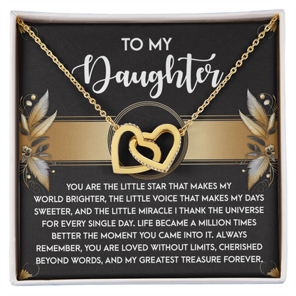 To My Daughter - My Greatest Treasure Interlocking Hearts Necklace Birthday, Graduation, Christmas Gift - Mallard Moon Gift Shop
