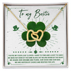 Lucky Four-Leaf Clover Best Friend Gift – Interlocking Hearts Necklace