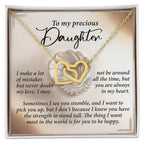 To My Precious Daughter - Heartfelt Gift of Love & Strength - Interlocking Hearts Necklace