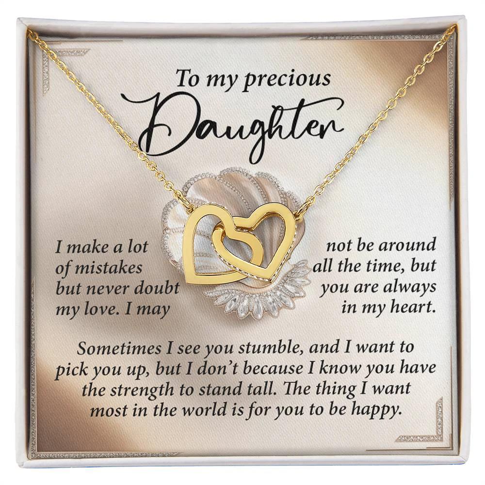 To My Precious Daughter - Heartfelt Gift of Love & Strength - Interlocking Hearts Necklace