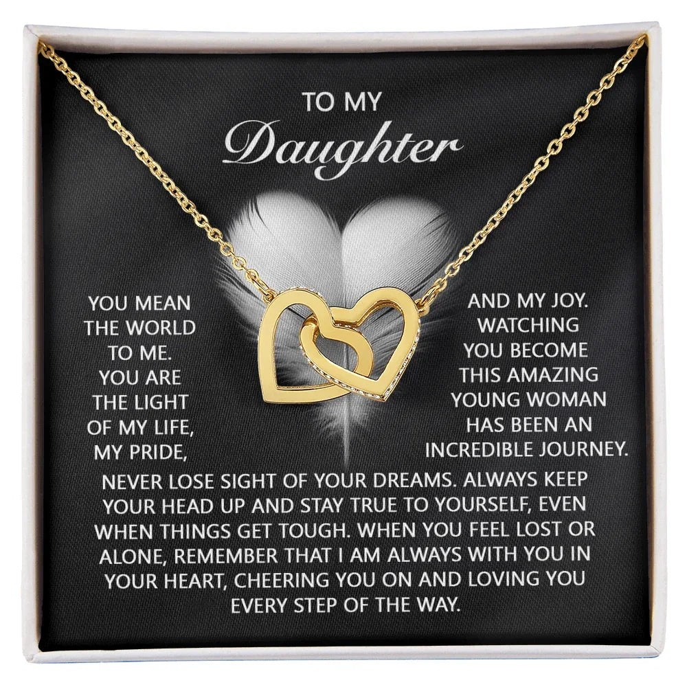 To My Daughter – A Gift of Love, Pride & Encouragement- Interlocking Hearts Necklace