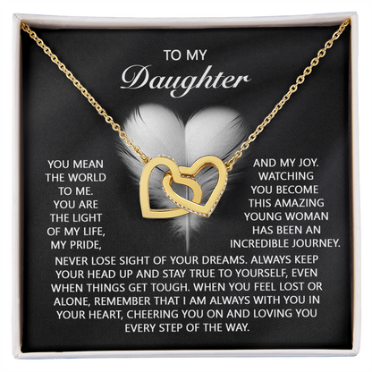 To My Daughter – A Gift of Love, Pride & Encouragement- Interlocking Hearts Necklace - Mallard Moon Gift Shop