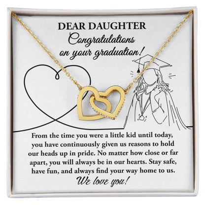 Dear Daughter Congratulations on your Graduation Interlocking Hearts Pendant Necklace - Mallard Moon Gift Shop