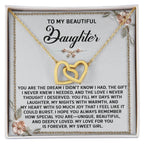 To My Beautiful Daughter - A Sentimental Gift of Love & Joy - Interlocking Hearts Necklace