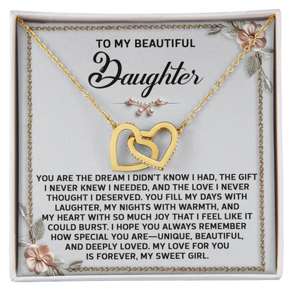To My Beautiful Daughter - A Sentimental Gift of Love & Joy - Interlocking Hearts Necklace - Mallard Moon Gift Shop