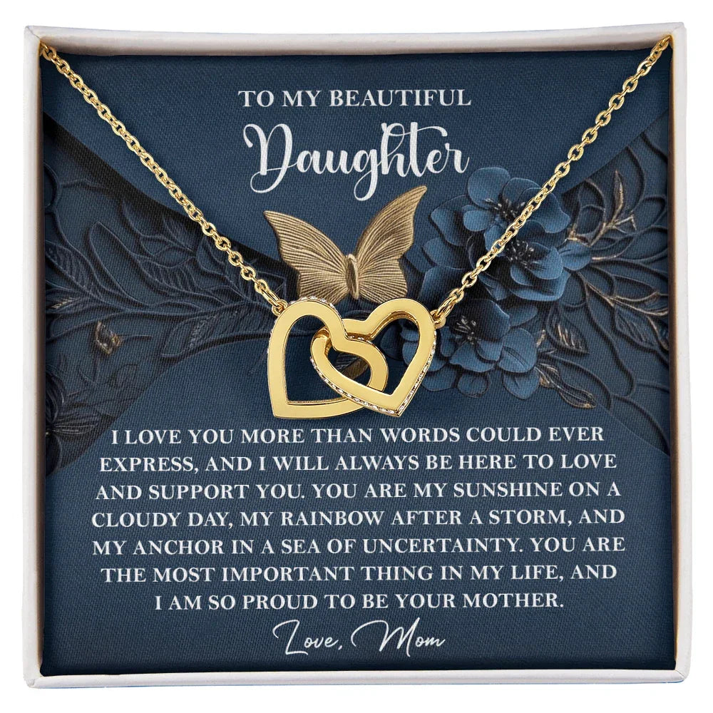 Daughter Gift - My Sunshine - Interlocking Hearts Necklace – A Heartfelt Gift from Mom