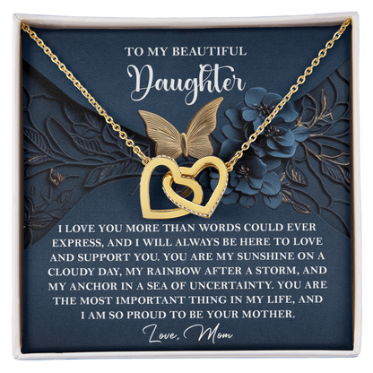 Daughter Gift - My Sunshine - Interlocking Hearts Necklace – A Heartfelt Gift from Mom - Mallard Moon Gift Shop
