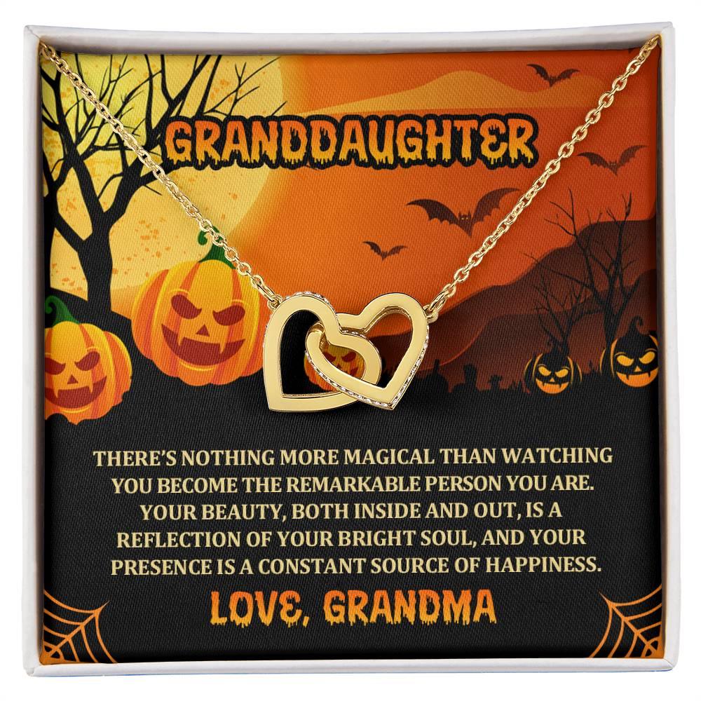 Granddaughter Halloween Nothing More Magical Personalized Interlocking Hearts Pendant Necklace - Mallard Moon Gift Shop