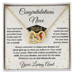 Niece Jewelry Graduation Class of 2024 Personalized Interlocking Hearts Pendant Necklace with Heartfelt Message and Gift Box