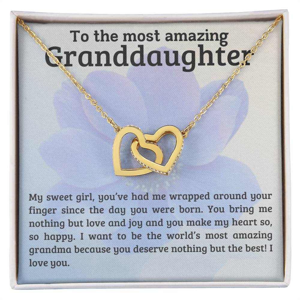 To My Amazing Granddaughter - You Bring Me Love and Joy - Personalized Interlocking Hearts Pendant Necklace - Mallard Moon Gift Shop