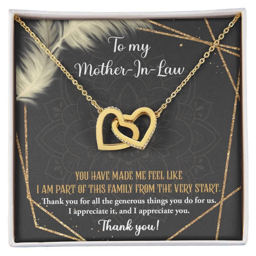 Gift for Mother-in-Law You are Appreciated Interlocking Hearts Necklace