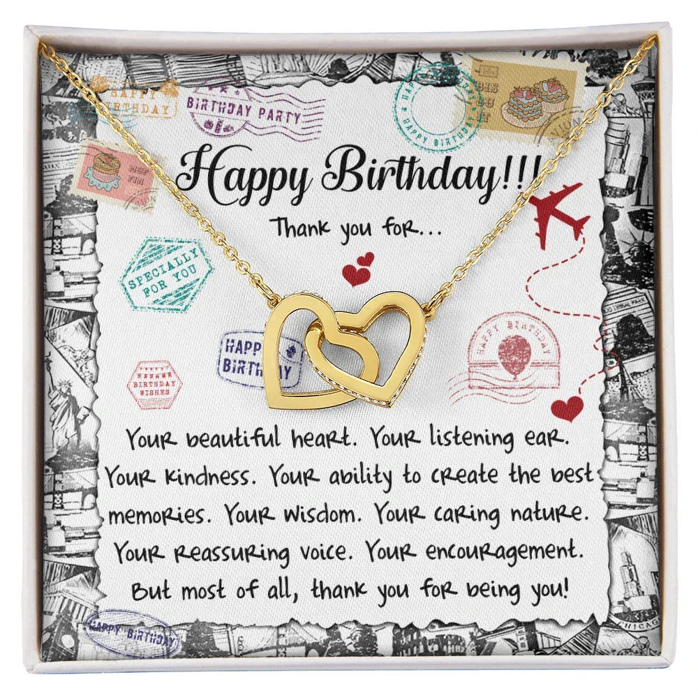 Happy Birthday Daughter Interlocking Hearts Necklace – Thank You for Being You | Meaningful Birthday Gift from Parent