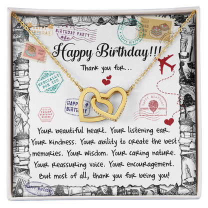 Happy Birthday Daughter Interlocking Hearts Necklace – Thank You for Being You | Meaningful Birthday Gift from Parent - Mallard Moon Gift Shop