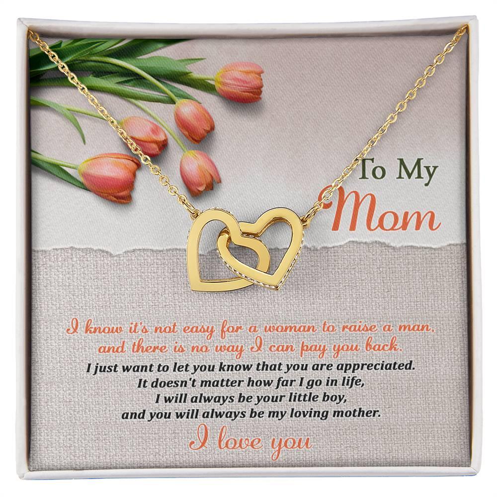 To My Mom, I Will Always Be Your Little Boy - Interlocking Hearts Pendant Necklace - Mallard Moon Gift Shop