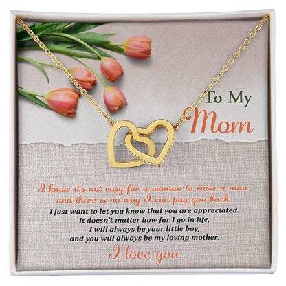 To My Mom, I Will Always Be Your Little Boy - Interlocking Hearts Pendant Necklace - Mallard Moon Gift Shop