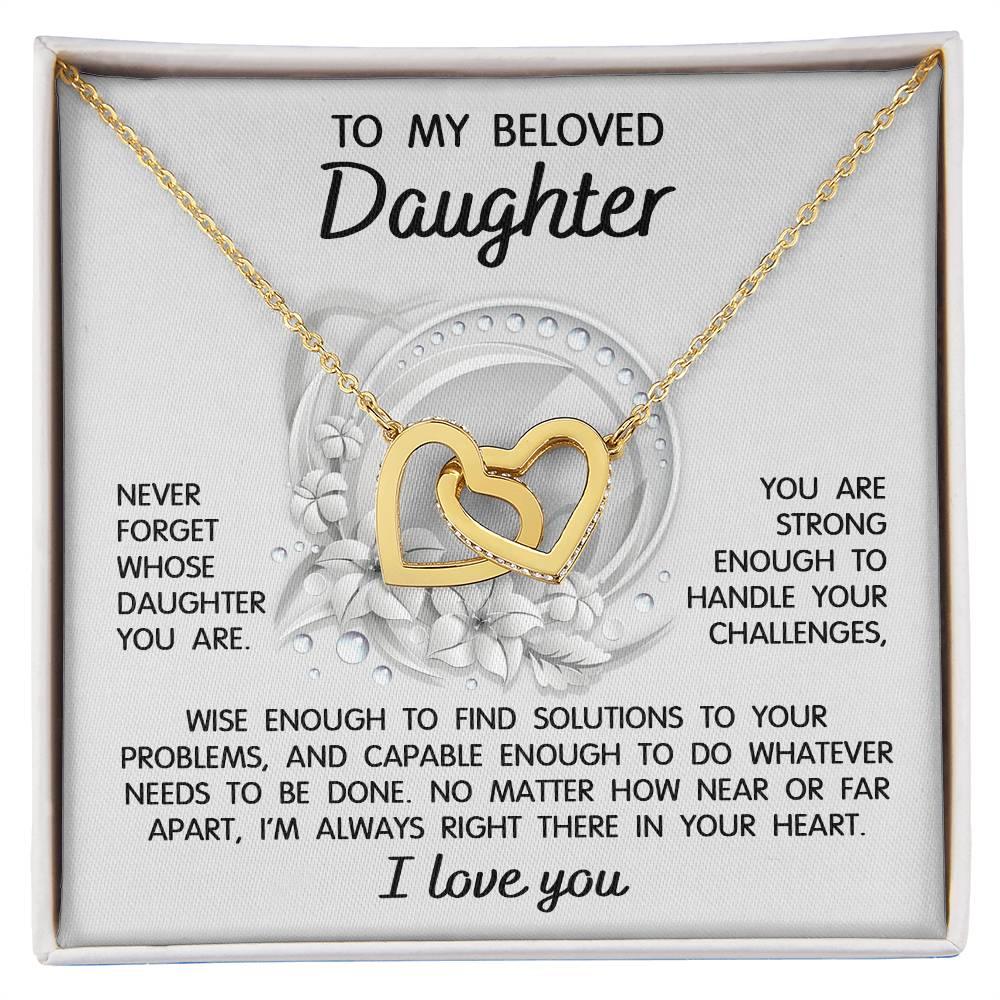 Daughter - I'm Always Right There - Interlocking Hearts Necklace - Mallard Moon Gift Shop