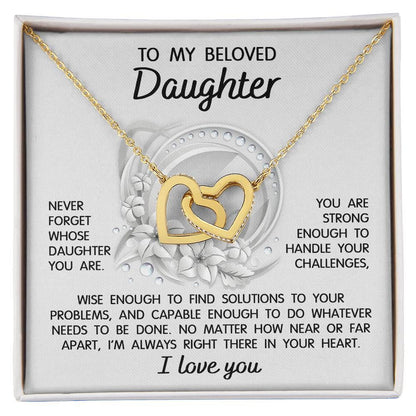 Daughter - I'm Always Right There - Interlocking Hearts Necklace - Mallard Moon Gift Shop
