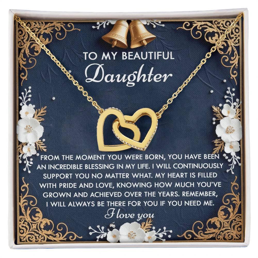 To My Beautiful Daughter - My Blessing - Interlocking Hearts Necklace – A Sentimental Gift of Love & Support