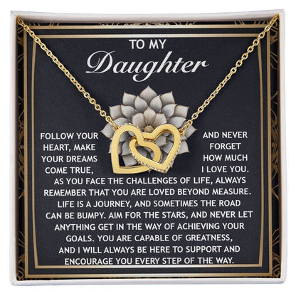 To My Daughter -A Gift of Love, Encouragement & Strength - Interlocking Hearts Necklace - Mallard Moon Gift Shop