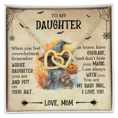 Daughter Halloween Inspired - Put Your Hat On and Don't Hide Your Magic Interlocking Hearts Necklace - Mallard Moon Gift Shop