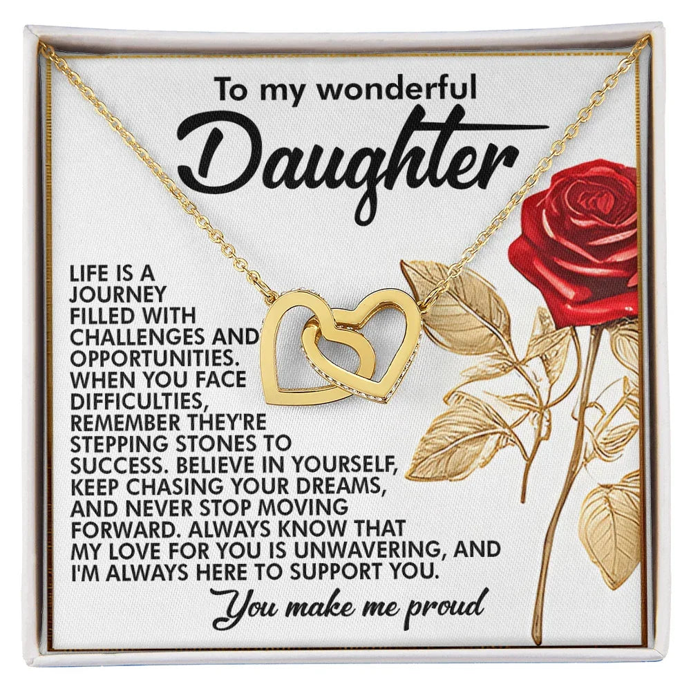 To My Wonderful Daughter – You Make Me Proud – Motivational Necklace Gift with Message of Love and Support
