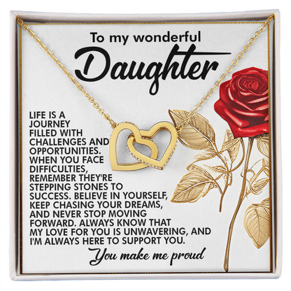 To My Wonderful Daughter – You Make Me Proud – Motivational Necklace Gift with Message of Love and Support - Mallard Moon Gift Shop