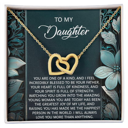 To My Daughter Interlocking Hearts Necklace – A Heartfelt Gift She'll Cherish Forever - I am Blessed to be your Father - Mallard Moon Gift Shop