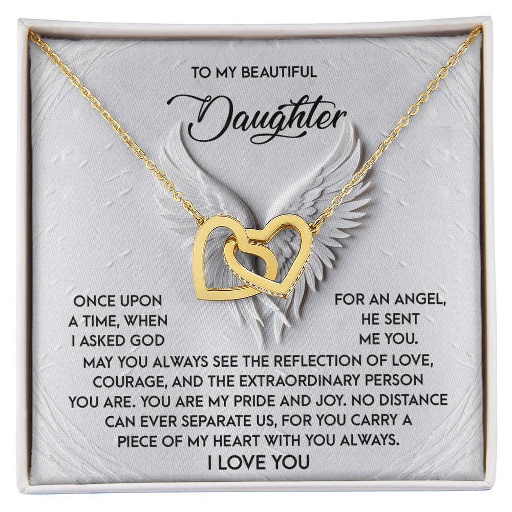 To My Beautiful Daughter - You Are My Angel - Interlocking Hearts Necklace