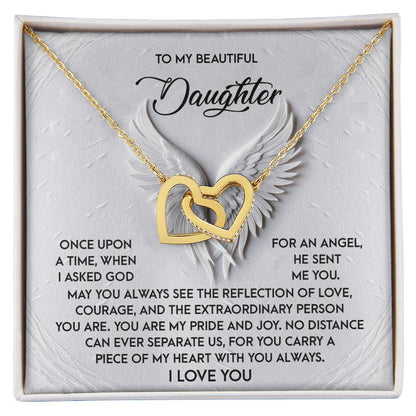 To My Beautiful Daughter - You Are My Angel - Interlocking Hearts Necklace - Mallard Moon Gift Shop